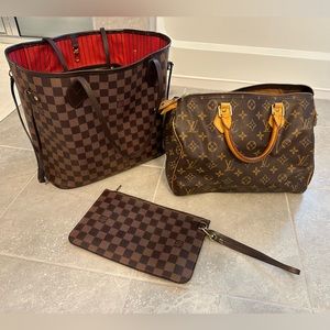 Louis Vuitton Neverfull MM, wristlet, Speedy 30
